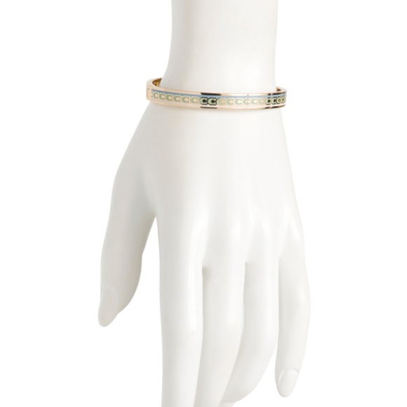 NWT! Authentic Coach bangle bracelet in gold, soft green and blue. Coach logos - Picture 3 of 8